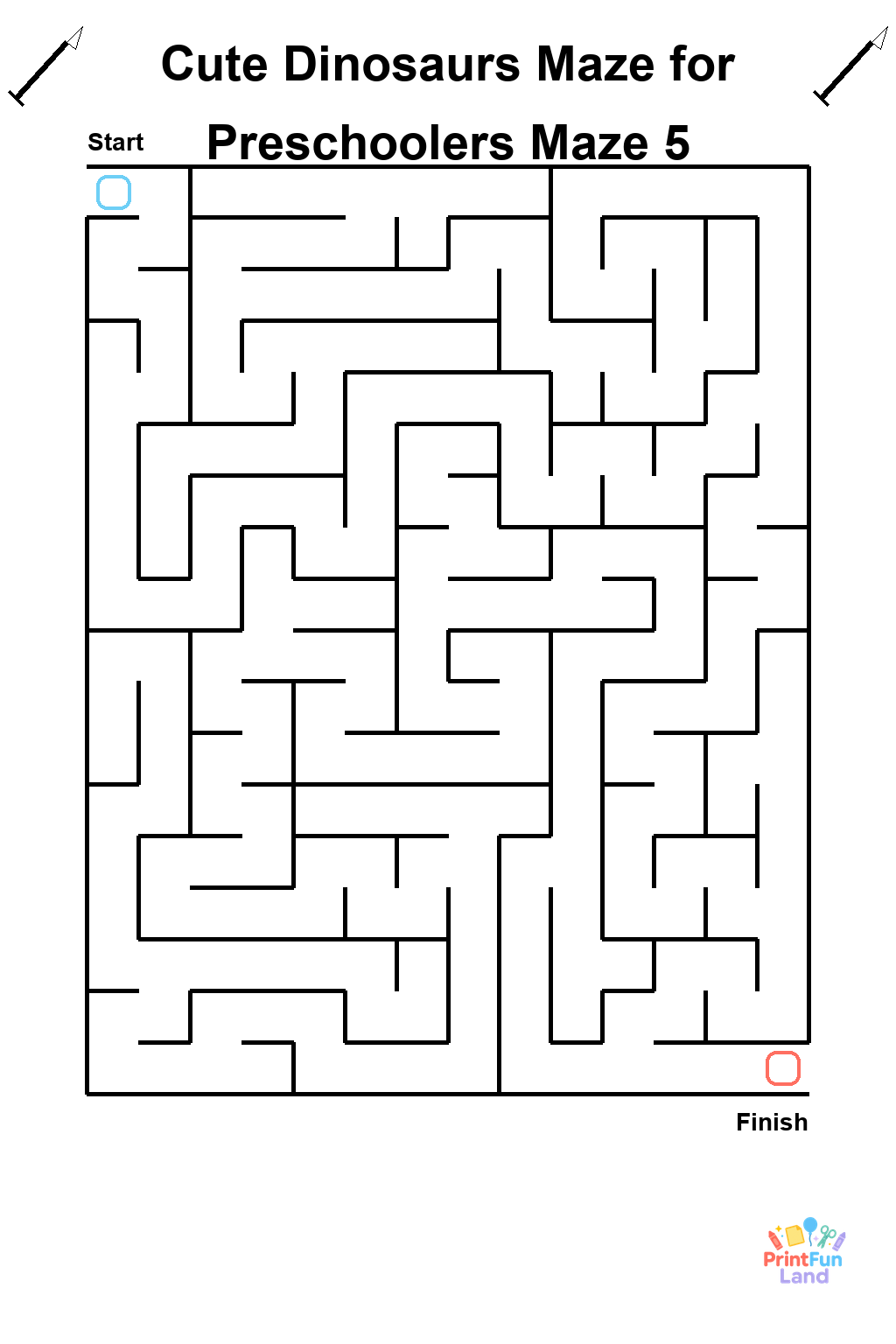 Cute Dinosaurs Maze for Preschoolers printable page 5