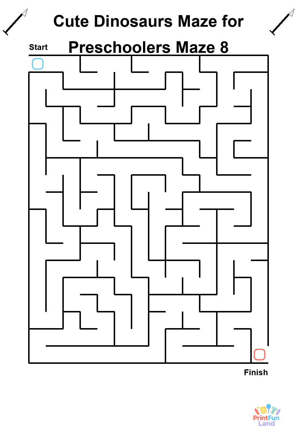 Cute Dinosaurs Maze for Preschoolers printable page 8