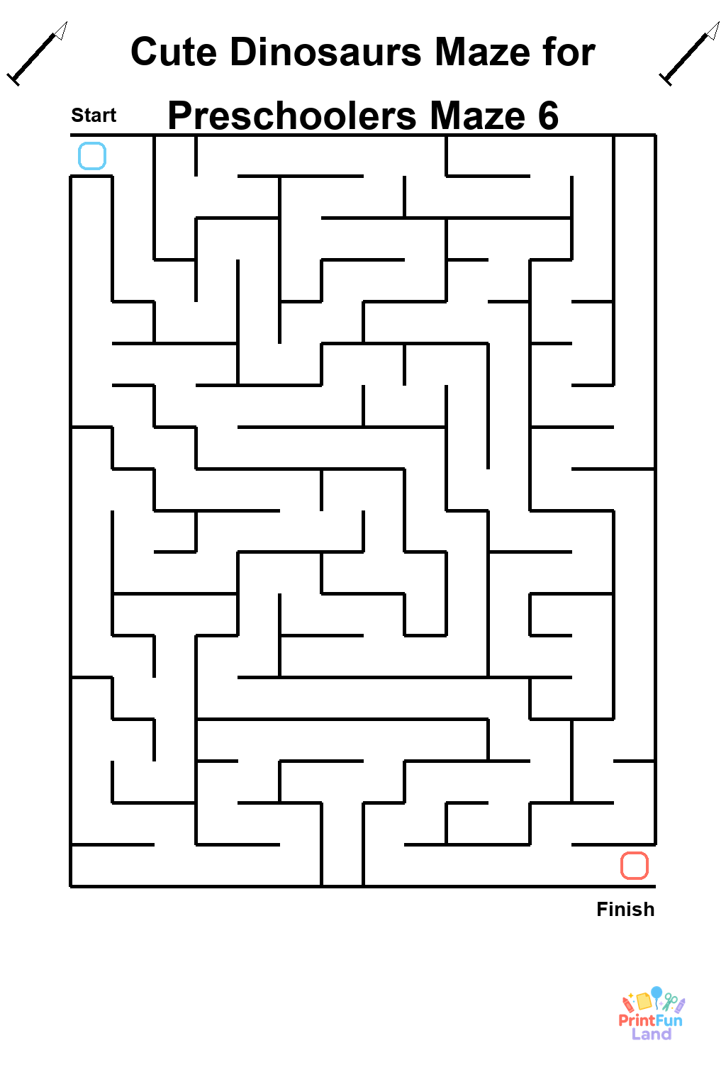 Cute Dinosaurs Maze for Preschoolers printable page 6