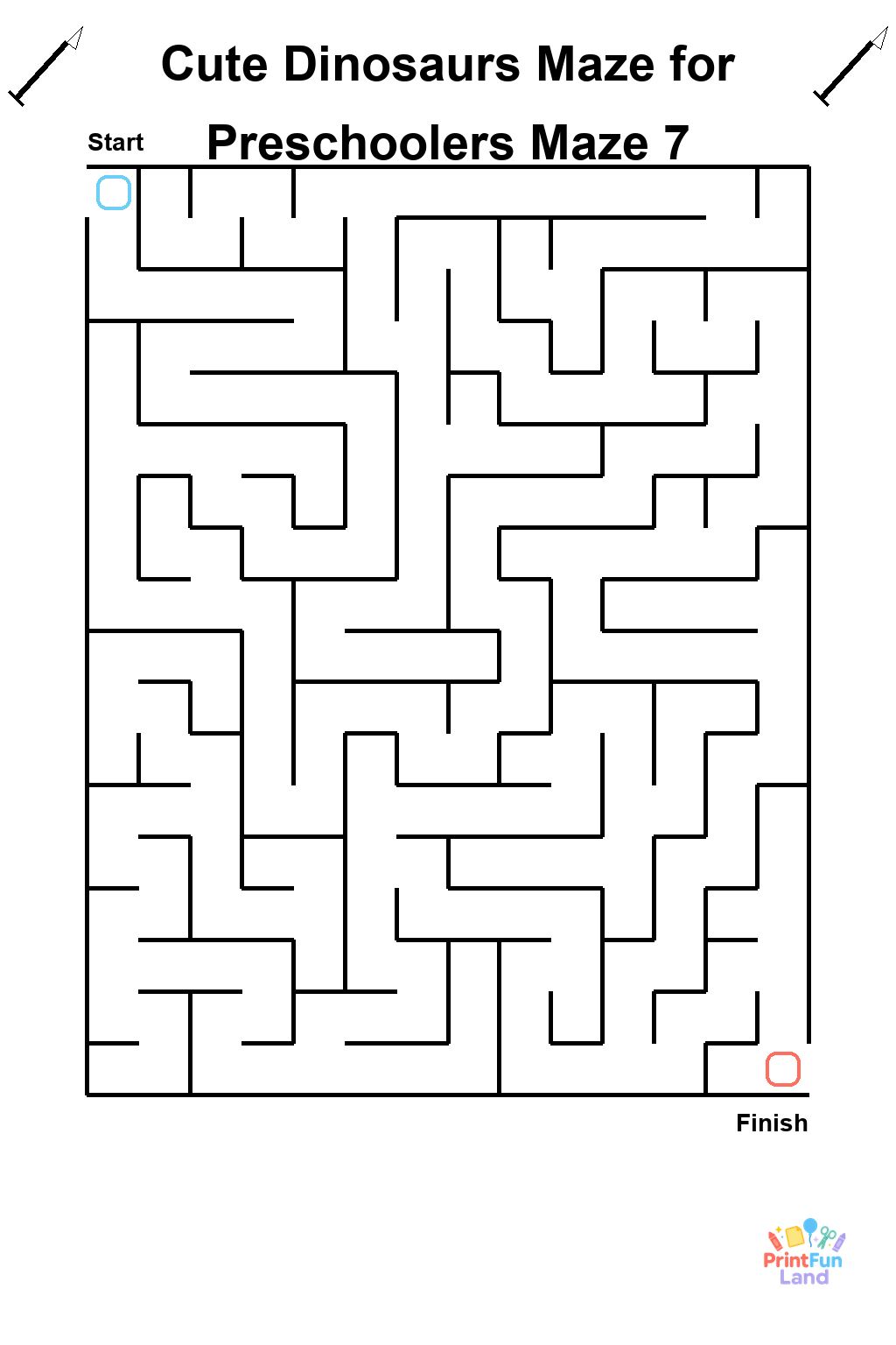 Cute Dinosaurs Maze for Preschoolers printable page 7