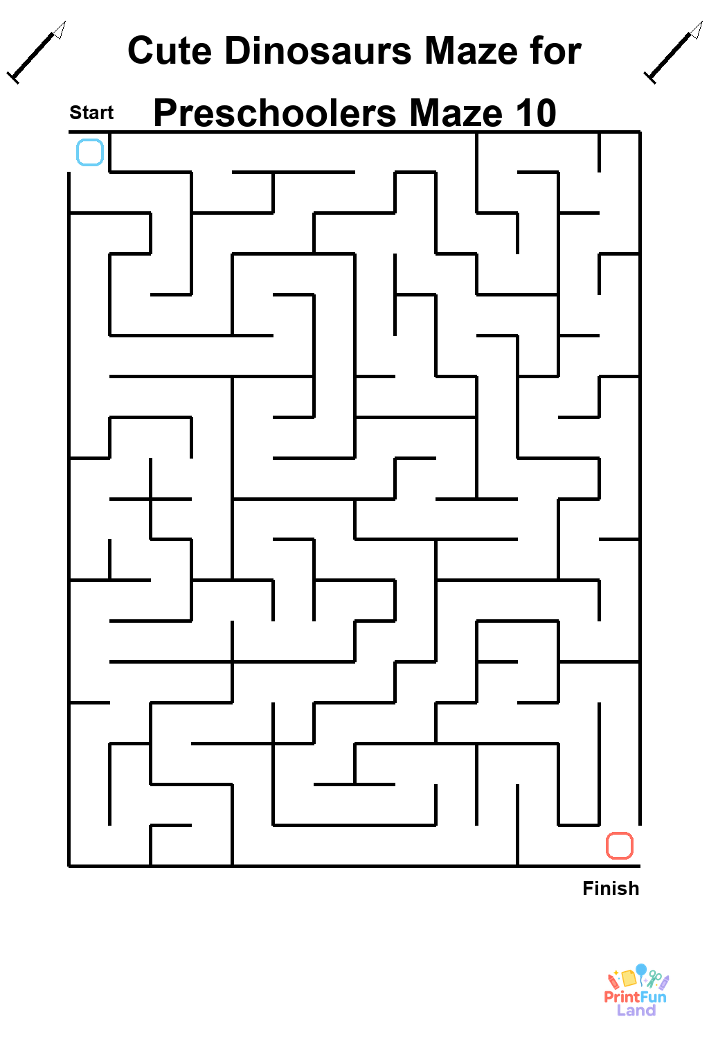 Cute Dinosaurs Maze for Preschoolers printable page 10