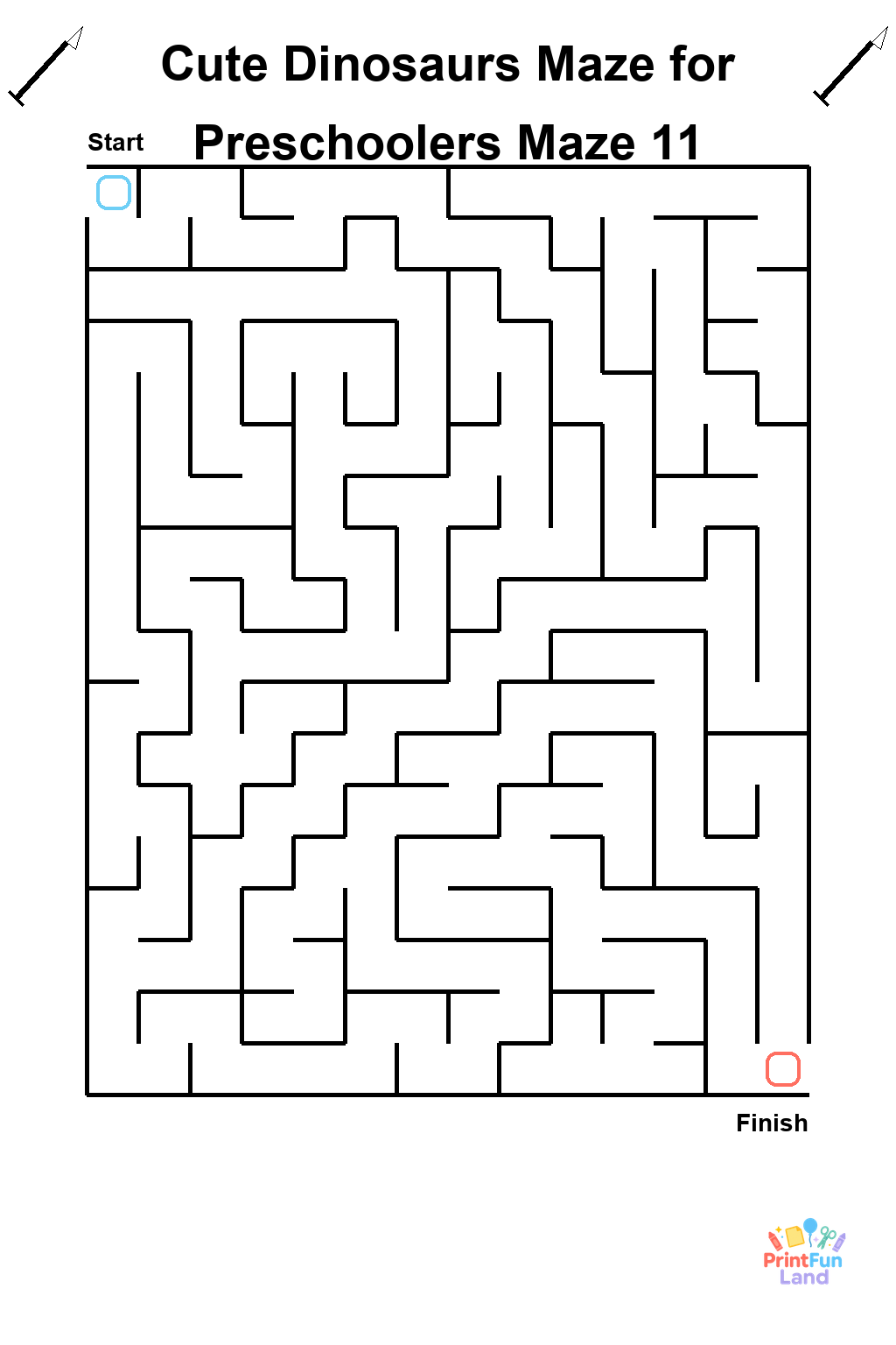 Cute Dinosaurs Maze for Preschoolers printable page 11