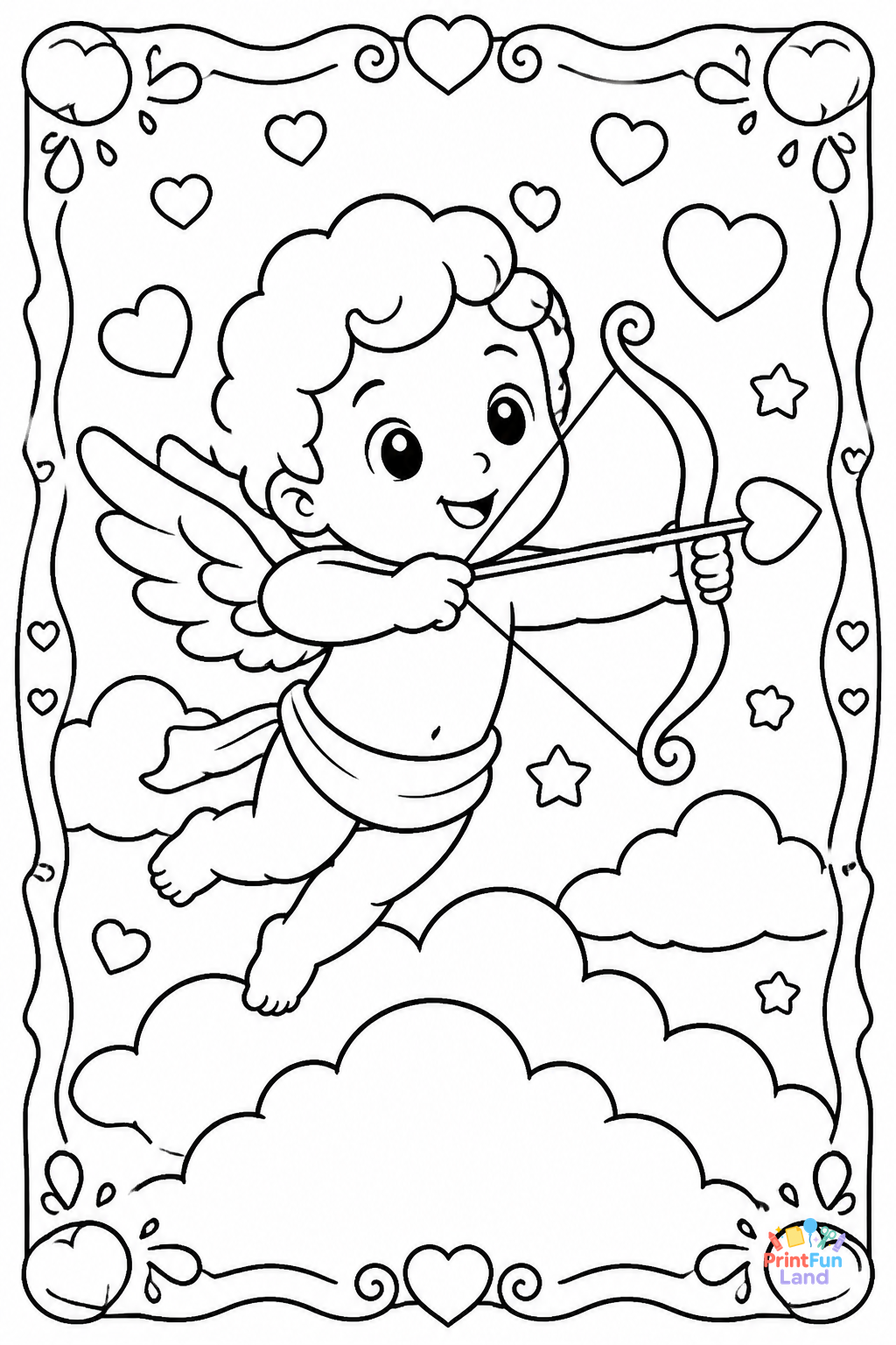 Cupid Coloring Pages for Preschoolers printable page 2