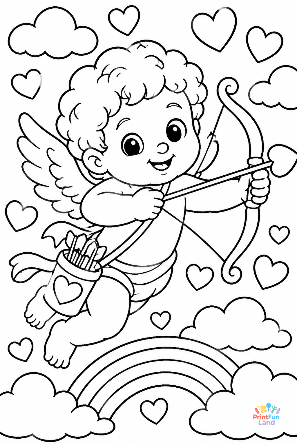 Cupid Coloring Pages for Preschoolers printable page 3