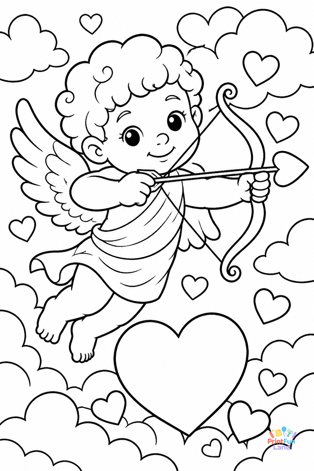 Cupid Coloring Pages for Preschoolers printable page 5