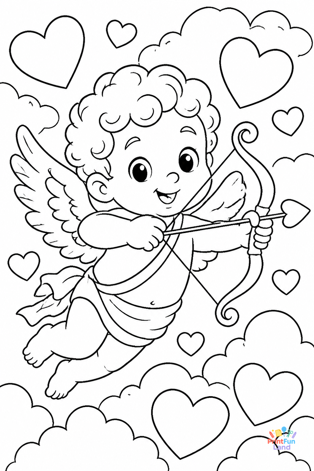 Cupid Coloring Pages for Preschoolers printable page 9