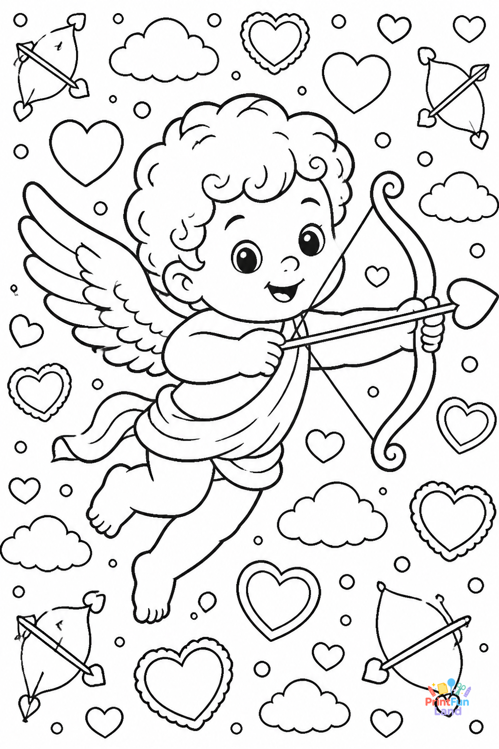 Cupid Coloring Pages for Preschoolers printable page 10