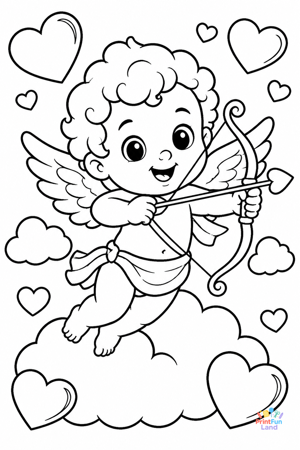 Cupid Coloring Pages for Preschoolers printable page 7