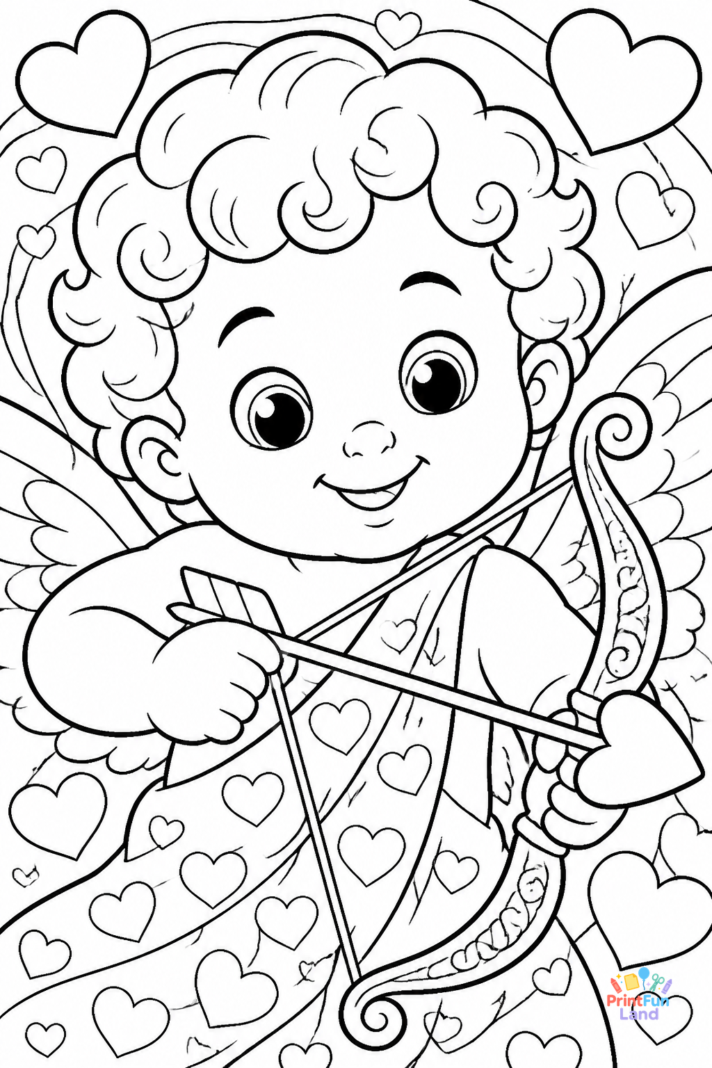 Cupid Coloring Pages for Preschoolers printable page 12