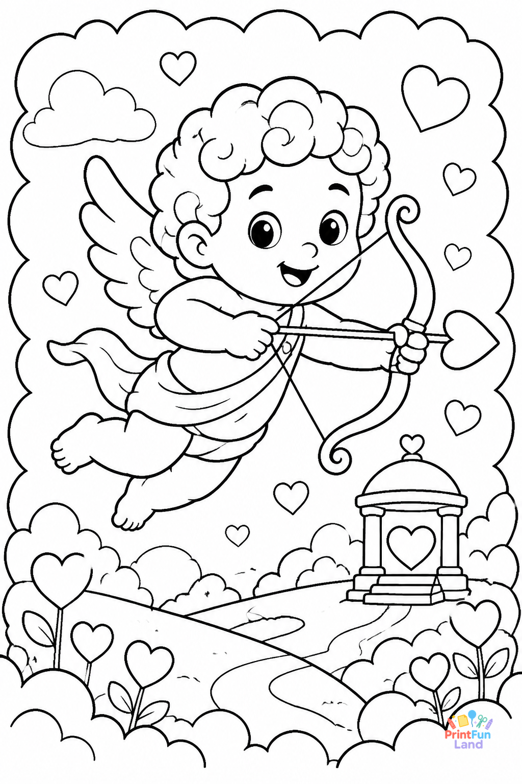 Cupid Coloring Pages for Preschoolers printable page 11